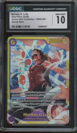2025 One Piece Fist Of Divine Speed Secret Rare Monkey D. Luffy Gem Mint CGC 10 - Image 1