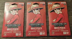 LOT OF 3x One Piece OP-13 Carrying on His Will Sleeved Blister Booster Packs - Image 1