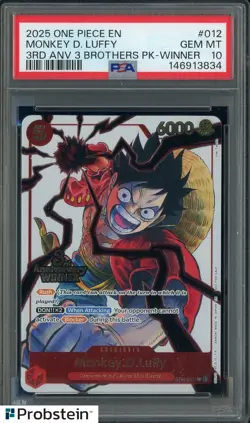 2025 One Piece Monkey.D.Luffy 3rd Anv. Event Winner Prize Promo ST01-012 PSA 10 - Image 1