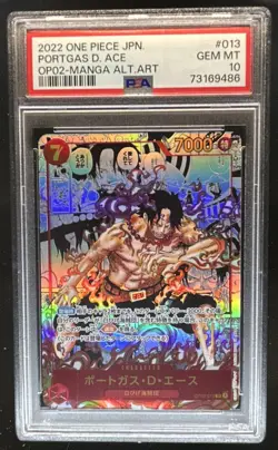 2022 One Piece Japanese Portgas D. Ace Manga Alternate Art #OP02-013 PSA 10 - Image 1
