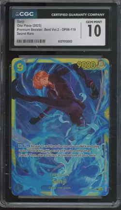 2025 One Piece Premium Booster Vol. 2 Secret Rare Sanji Gem Mint CGC 10 - Image 1