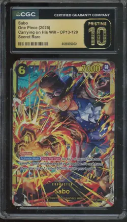 2025 One Piece Carrying On His Will Secret Rare Sabo Pristine CGC 10 - Image 1