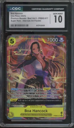 2025 One Piece Premium Booster Vol. 2 Super Rare Boa Hancock Gem Mint CGC 10 - Image 1