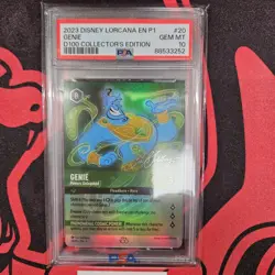 2023 Disney Lorcana D100 Collector’s Edition Genie EN 20/P1 PSA 10 - Image 2