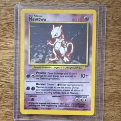 1999 Pokemon Mewtwo 10/102 Base Set Holo Rare Vintage WOTC Card - Image 1
