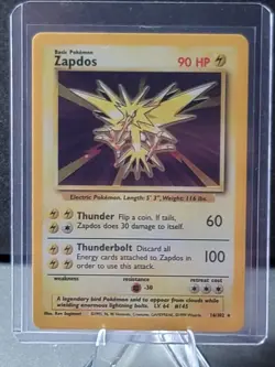 Pokemon Card ZAPDOS - 16/102 - Base Set - Holo - Collection Rare LP - Image 1
