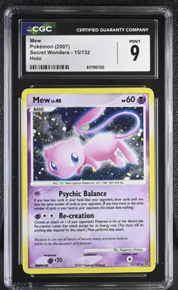 CGC 9 MINT Mew 2007 Secret Wonders 15/132 Holo Pokemon Card - Image 1