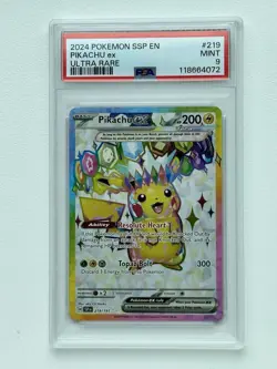 Pokemon Pikachu EX Ultra Rare Card 219/191 Surging Sparks Mint PSA 9 - Image 1
