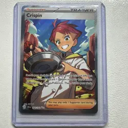 Pokemon Trainer Crispin TCG Full Art Holo Ultra Rare Card 164/142 NM Condition - Image 1