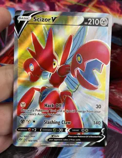 Scizor V (Full Art) 183/189 SWSH03: Darkness Ablaze Pokemon Card 2020 - Image 2