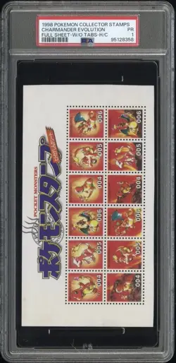 Charizard Charmander Pokemon Card Shogakukan Nippon Stamp Sheet Japanese PSA 1 - Image 3