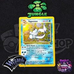 1999 Vaporeon Pokemon Card Holo Jungle Set 12/64 WOTC Vintage - Image 1