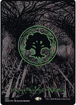 Forest (Phyrexian) - Full Art (Oil Slick Raised Foil) (Foil) MTG NM - one - Image 1