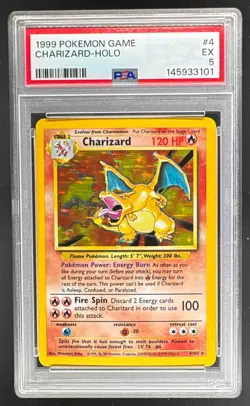 145933101 Charizard 1999 Pokemon Unlimited #4 Rare Holo PSA 5 - Image 1