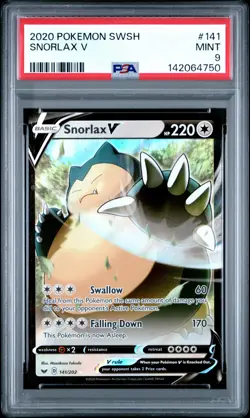 142064750 Snorlax V 2020 Pokemon Sword & Shield #141 PSA 9 - Image 1