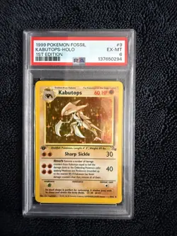 Pokemon TCG Kabutops Fossil 9/62 Holo 1999 Wizards Base Set 1st Edition PSA 6 - Image 1