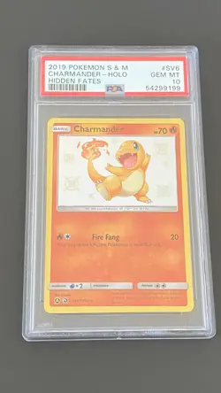 Pokemon Hidden Fates 2019 - Shiny Charmander Holo - SV6/SV94 Graded PSA 10 199 - Image 1