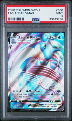 2020 POKEMON SWORD & SHIELD 050 FULL ART/LAPRAS VMAX PSA 9 - Image 1