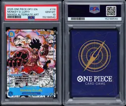 2025 ONE PIECE OP11-118 MONKEY D LUFFY MANGA ALT ART English PSA 10 GEM MINT - Image 3