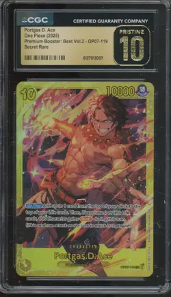 2025 One Piece Premium Booster Vol 2 Secret Rare Portgas D. Ace Pristine CGC 10 - Image 1