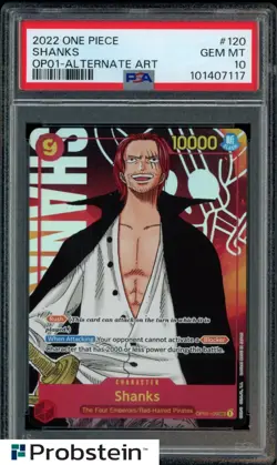 2022 One Piece OP01 Errata #120 Shanks Alternate Art PSA 10 GEM MINT - Image 1