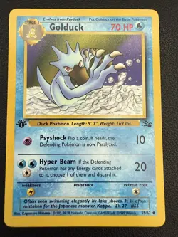 Pokemon TCG Golduck Fossil 1st Edition Uncommon Card 35/62 Regular - Image 2