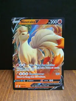 Ninetales V 026/192SWSH02: Rebel Clash Holo Card NM Condition - Image 1