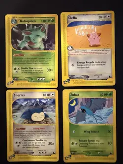 Pokemon Skyridge Lot 4 Cards Snorlax Nidoqueen Cleffa Zubat e-Reader 2003 LP - Image 1