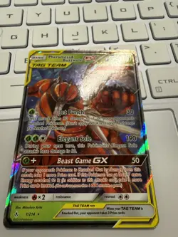 Pheromosa & Buzzwole GX 1/214 Unbroken Bonds LP Ultra Rare Full Art Pokemon Card - Image 1