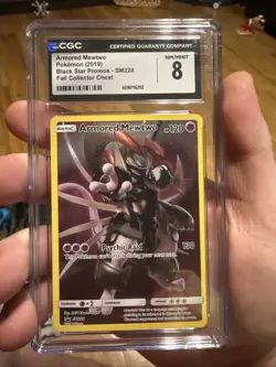 CGC 8 Armored Mewtwo SM228 Black Star Promo Pokemon Card ( SUPER SWIRL ) - Image 2