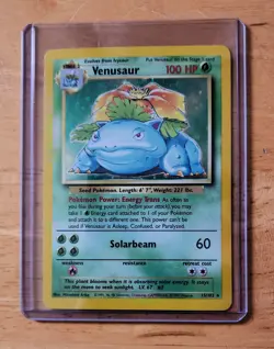 Venusaur Base Set Holo 15/102 Pokemon Card WOTC Vintage NM- Clean - Image 1