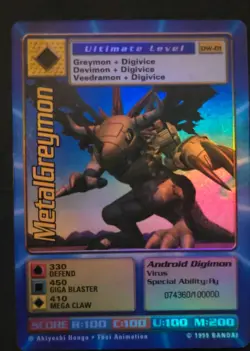 Digimon MetalGreymon DW-01 Rare Holo Card PlayStation Promo Bandai 1999 - Image 1