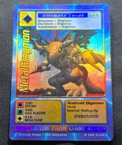 Digimon MetalGreymon DW-01 Rare Holo Card PlayStation Promo Bandai 1999 - Image 2