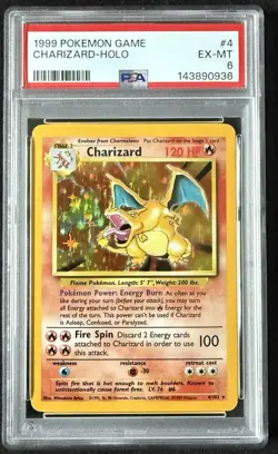 Base Set CHARIZARD HOLO RARE 1999 POKEMON GAME #4/102 PSA 6 MINT Card - Image 1