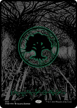 MTG Foil - Forest (Phyrexian) - Full Art (Oil Slick Raised Foil) - 369 / NM / En - Image 1