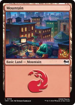 MTG TMT FOIL Mountain #318 (NM) Magic The Gathering x4 (set of four) - Image 1