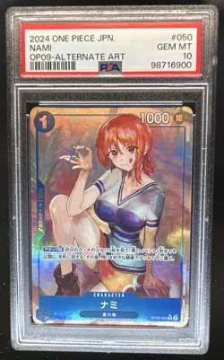 2024 One Piece Emperors in the New World Nami Rare Japan Alt Art OP09-050 PSA 10 - Image 1