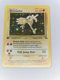 Pokemon Hitmonlee 7/62 Fossil 1st Edition Holo Rare 1999 Card NM - Image 1