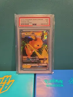 Pokemon 2019 Sun & Moon Hidden Fates Raichu GX Ultra Rare Holo Card #20/68 PSA 5 - Image 1