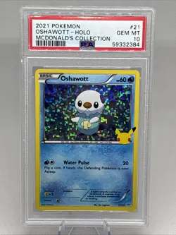 PSA 10 Oshawott 21/25 2021 McDonald's Collection Confetti Holo Pokemon Card - Image 1