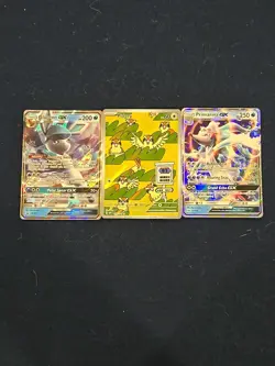 Lot Of Three Cards Full Art, and Gx Glaceon ,Pidgey, and Primarina Pokemon TCG - Image 1