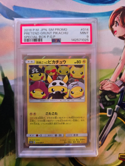 PSA9 Pretend Grunt Pikachu 014/SM-P Holo SM Promo Pokemon Card Japanese 2016 - Image 1