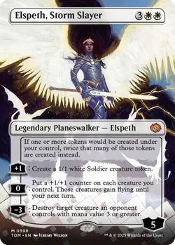 NM Borderless Elspeth, Storm Slayer, MTG, Tarkir Dragonstorm, Magic, 398 - Image 1