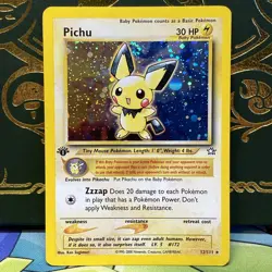 Pichu 12/111 Neo Genesis 1st Edition Holo SWIRL Pokemon Pikachu LP + - Image 1