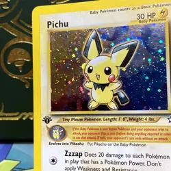 Pichu 12/111 Neo Genesis 1st Edition Holo SWIRL Pokemon Pikachu LP + - Image 2