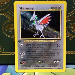 Pokemon 2001 - Skarmory Neo Genesis 13/111 1st Edition Holo SWIRL LP + - Image 1