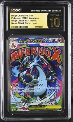 2025 Pokemon Mega Charizard X ex 223/193 Mega Dream CGC 10 Pristine Black Label - Image 1