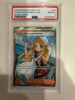 2025 Pokemon Lillie's Determination #169/132 Mega Evolution Ultra Rare PSA 8 - Image 1