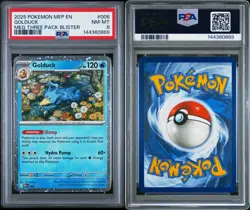 2025 POKEMON MEP MEGA EVOLUTION THREE PACK BLISTER #008 GOLDUCK PSA 8 Mint HOLO - Image 3