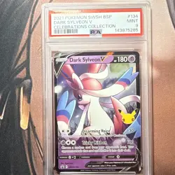 2021 POKEMON SWSH BLACK STAR PROMO CELEBRATIONS COLL #134 DARK SYLVEON V PSA 9 - Image 1